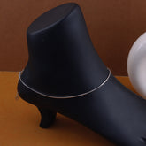 925 Sterling Silver Set Of 2 Plain Chain Anklets